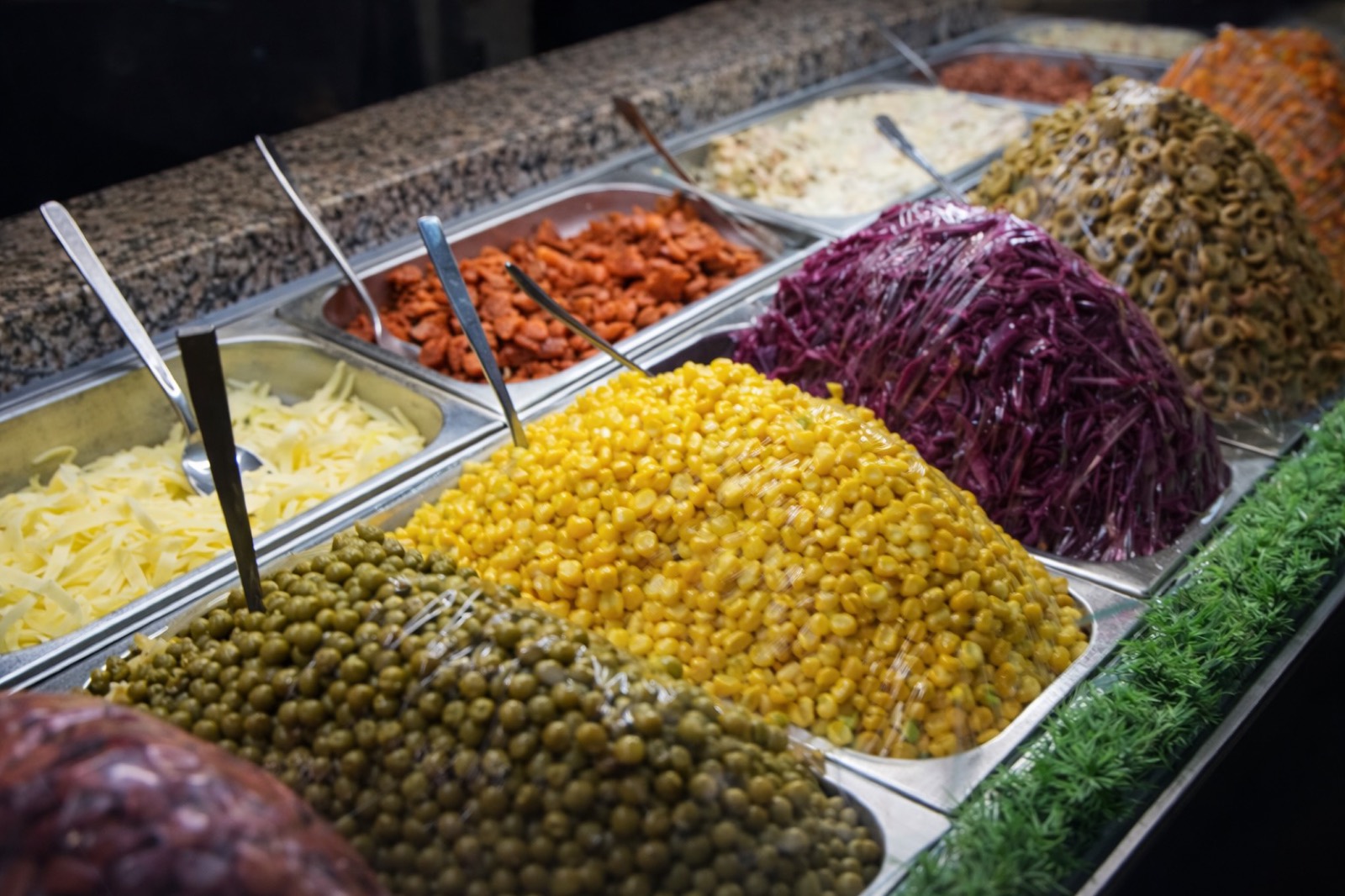 Fresh toppings bar for building your own kumpir